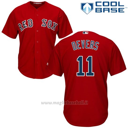 Maglia Baseball Uomo Boston Red Sox 11 Rafael Devers Rossoalterno Cool Base